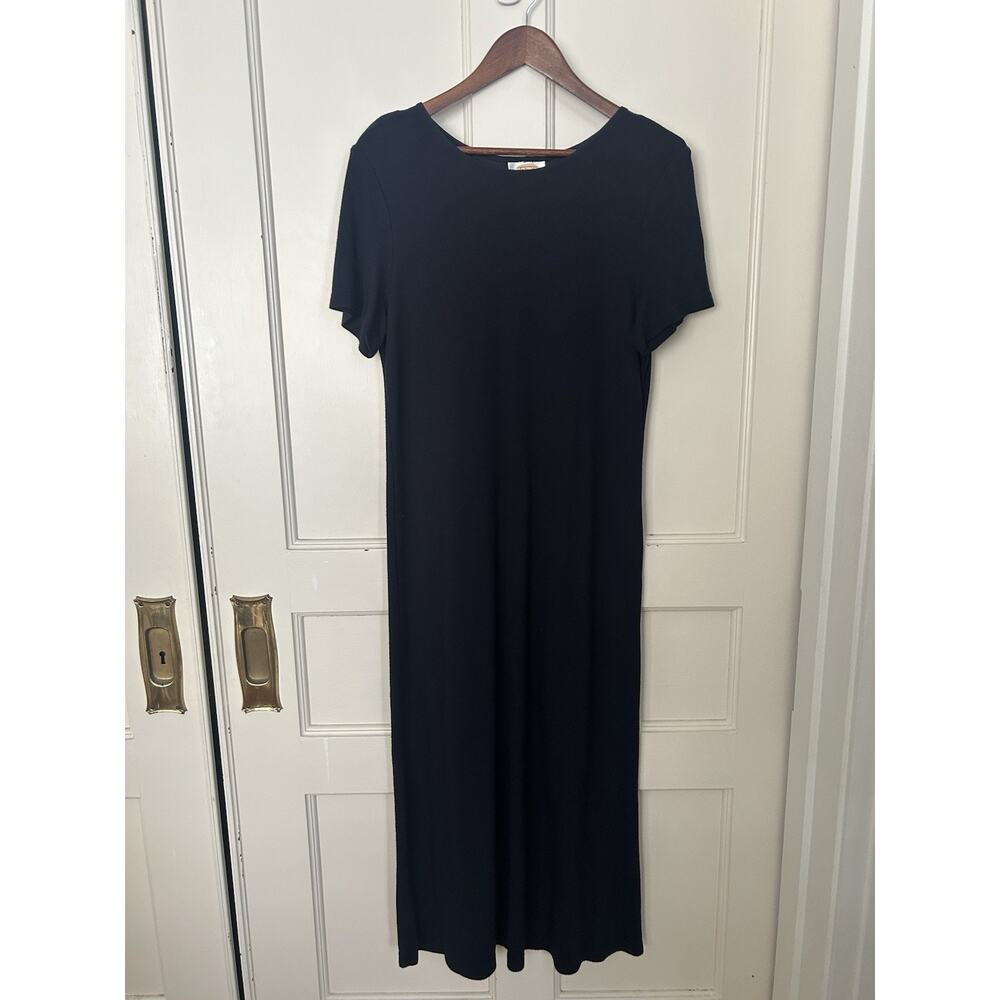 Vintage 90s Talbots Stretch Maxi Dress Womens Size Large Blue Classic USA